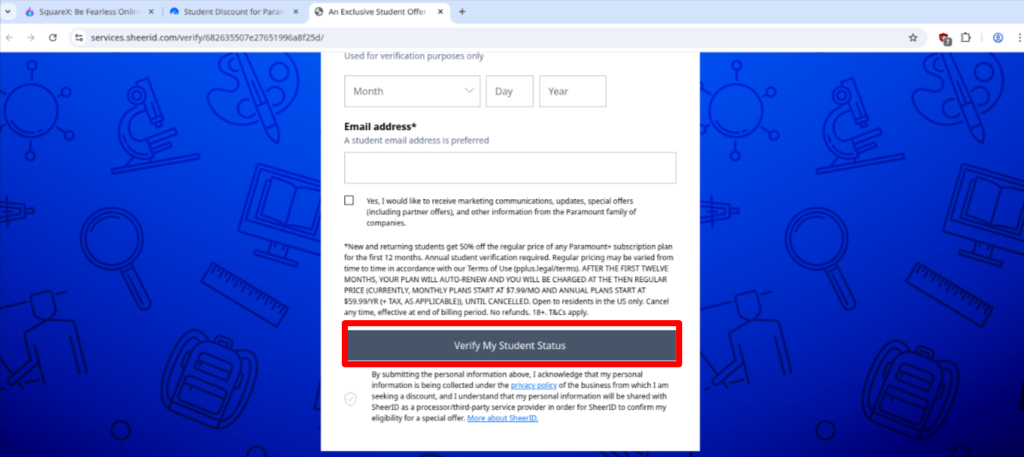 Verify student Status
